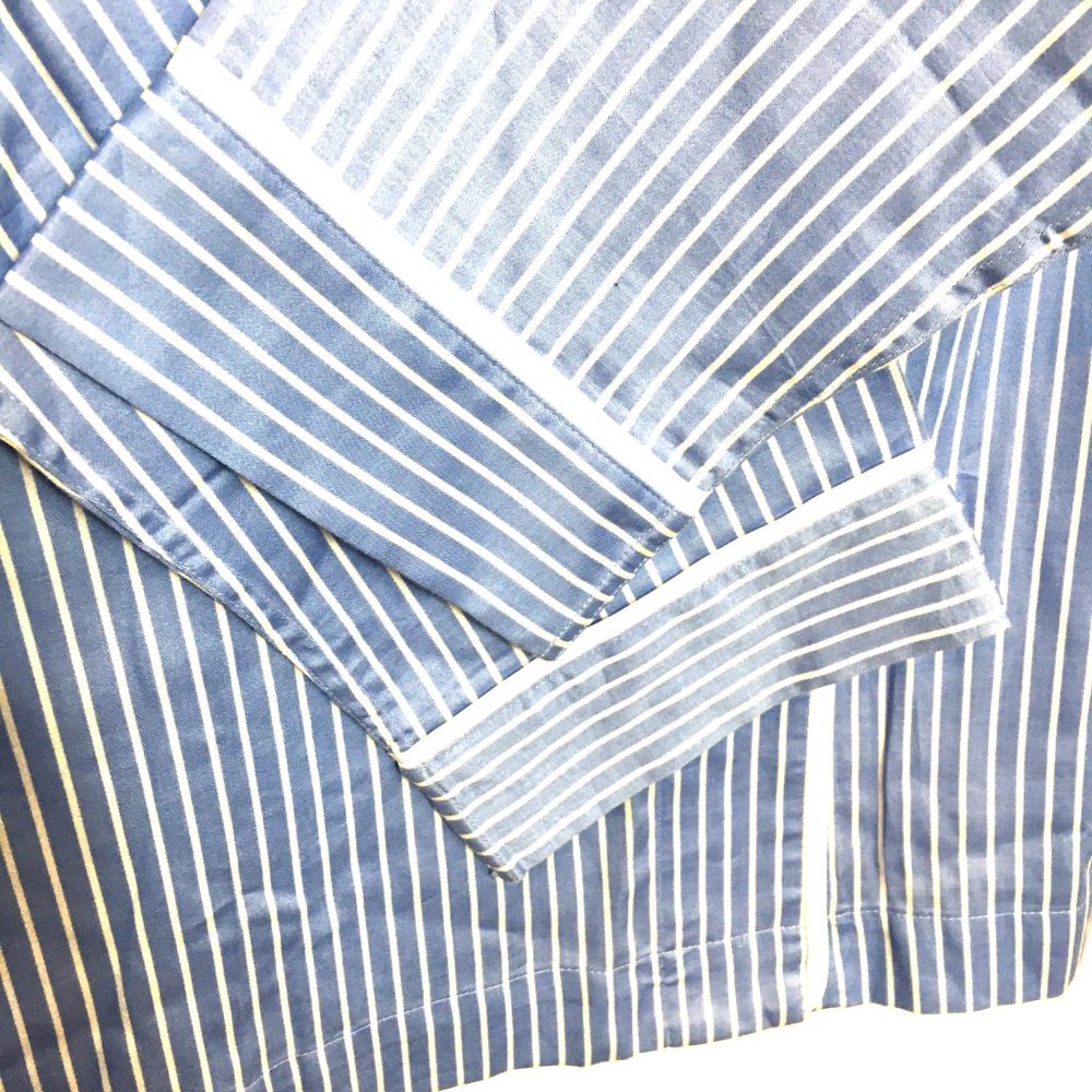 American Living Blue & White Striped Cotton Pajama Set with Contrast Piping - Picture 3 of 11